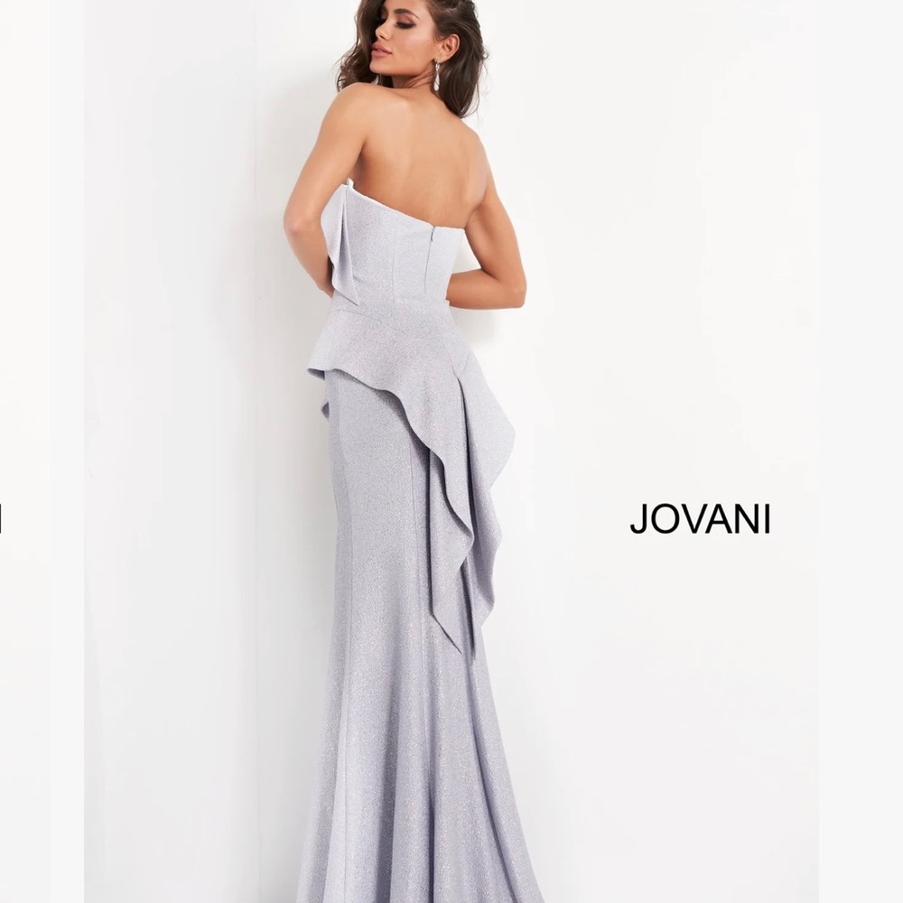 Jovani Silver-Gray Strapless Ruffle Mermaid Gown - Picture 4 of 12